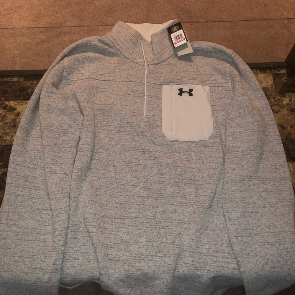 XXL Mens Under Armour 3/4 Buttoned Sweatshirt Gray
